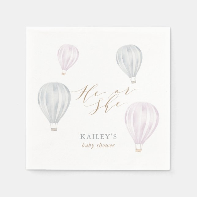 Han eller hon Gender Reveal Luft Ballon Baby Showe Pappersservett (Framsidan)