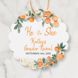 Han eller hon Gender Reveal Orange Little Cutie Gåvor Etiketter