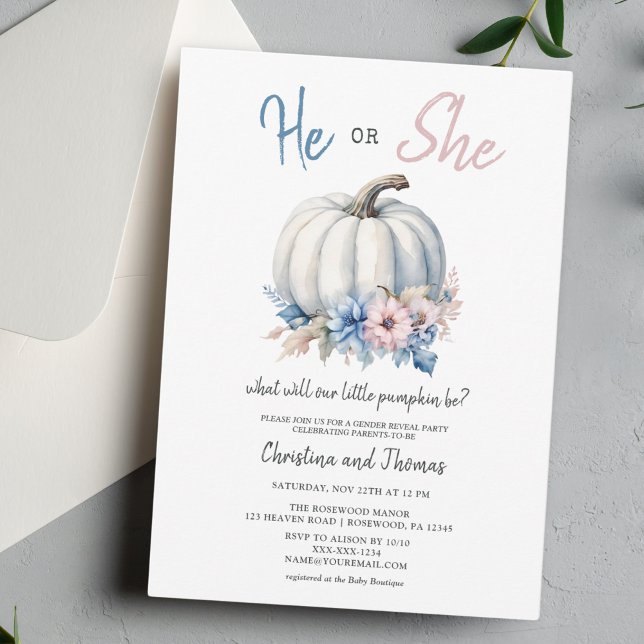 Han eller hon Gender Reveal Party Inbjudningar (Skapare uppladdad)