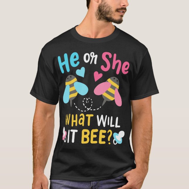 Han eller hon Gender Visa Gravid T Shirt (Framsida)