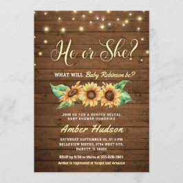 Han eller hon Gender Visa Party Baby Shower Sprink Inbjudningar