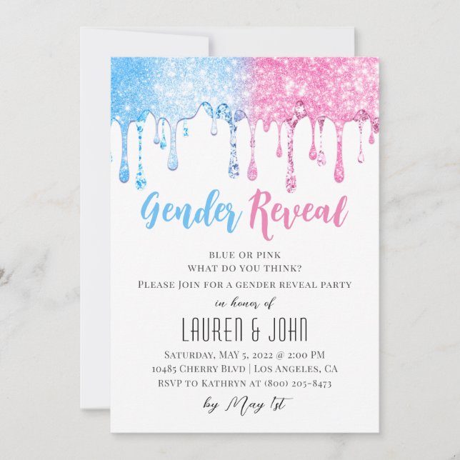 Han eller hon har bjudit in Gender Reveal Inbjudningar (Framsida)