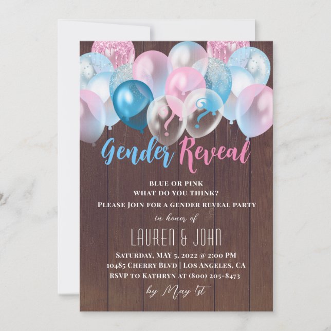 Han eller hon har bjudit in Gender Reveal Inbjudningar (Framsida)