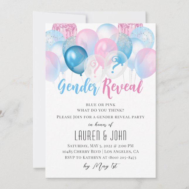 Han eller hon har bjudit in Gender Reveal Inbjudningar (Framsida)