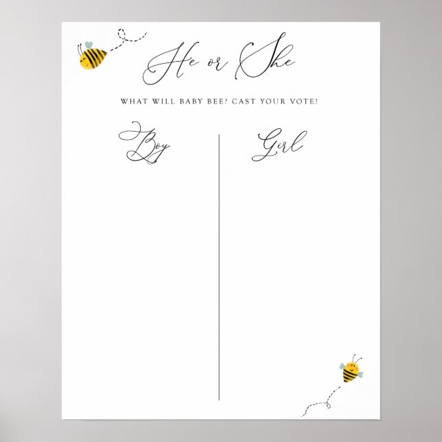 Han eller hon har varit Baby Shower Gender Guessin Poster (Framsidan)