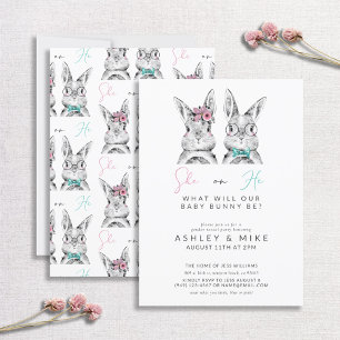 Han eller hon kommer att bli Gender Reveal Bunny Inbjudningar