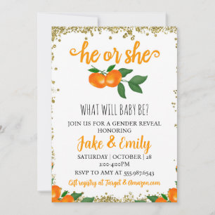 Han eller hon Little Cutie Gender Reveal Baby Show Inbjudningar