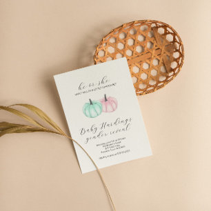 Han eller hon Little Pumpkin Fall Gender Reveal Inbjudningar