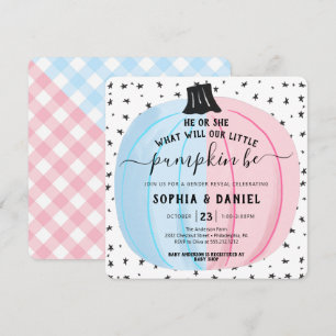 Han eller hon Little Pumpkin Gender Reveal Hallowe Inbjudningar