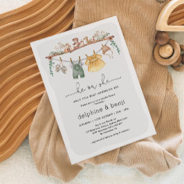 Han eller hon Modern Boho Gender Reveal Shower Inbjudningar