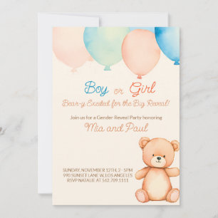 Han eller hon Nallar Gender Reveal bjudan Inbjudningar