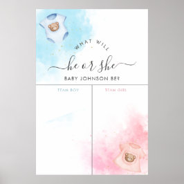 Han eller hon Nallar Gender Reveal Sign Poster