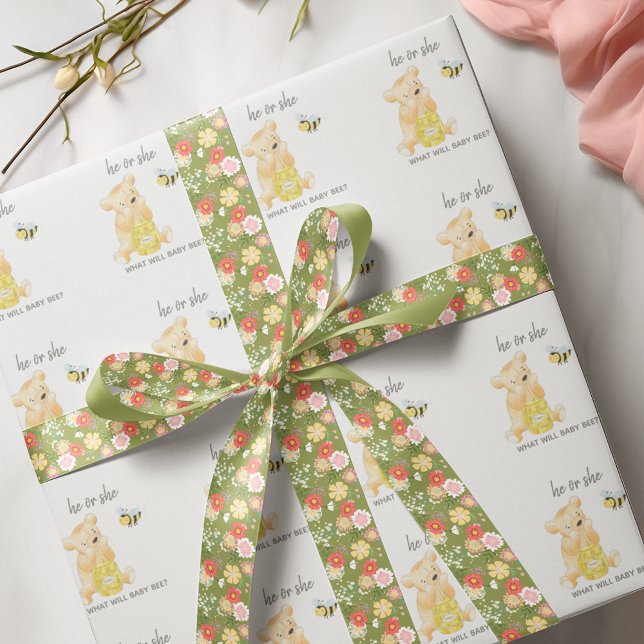 Han eller hon Nalle Gender Reveal Party Presentpapper (Skapare uppladdad)
