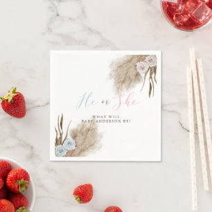 Han eller hon Pampas Grass Gender Reveal Party Pappersservett