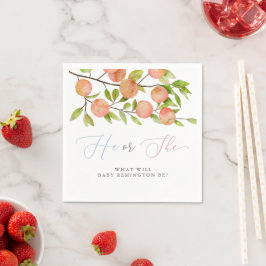 Han eller hon Peach Gender Reveal Party Napkins Pappersservett