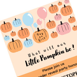 Han eller Hon Pumpkin Halloween Könsbestämning Inbjudningar