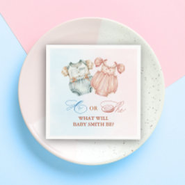 Han eller hon Rosa Blue Baby Outfit Party Napkins Pappersservett