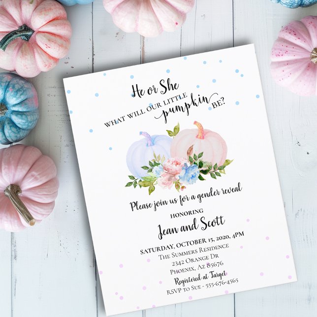 Han eller hon Rosa Blue Pumpkin Gender Reveal Autu (Skapare uppladdad)