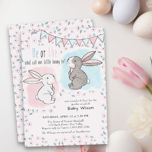 Han eller hon Rosa och Blue Little Bunny Gender Re Inbjudningar