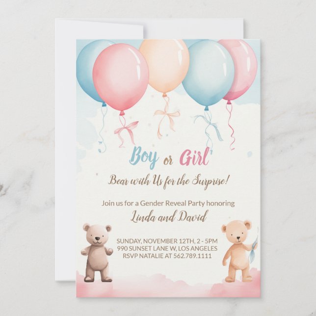 Han eller hon: Teddys inbjudan till Gender Reveal  (Framsida)