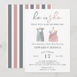 Han eller hon vad Baby kommer att bli Watercolor B Inbjudningar