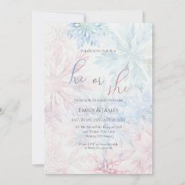 Han eller hon vinter Rosa Blue Snowflake Gender Pa Inbjudningar