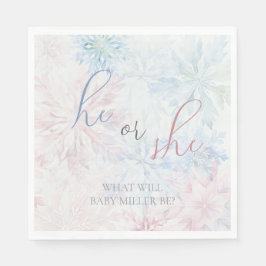 Han eller hon vinter Rosa Blue Snowflake Pappersservett