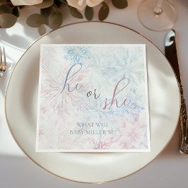 Han eller hon vinter Rosa Blue Snowflake Pappersservett