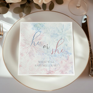 Han eller hon vinter Rosa Blue Snowflake Pappersservett