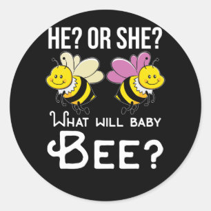 Han eller hon What will Baby Bee Gender Reveal Bab Runt Klistermärke