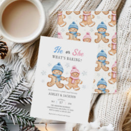 Han eller hon What's Baking Gingertea Gender Revea Inbjudningar