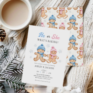 Han eller hon What's Baking Gingertea Gender Revea Inbjudningar