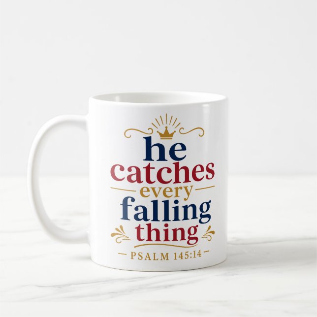 Han fångar allt som faller Kristet tröst Kaffemugg (Vänster)