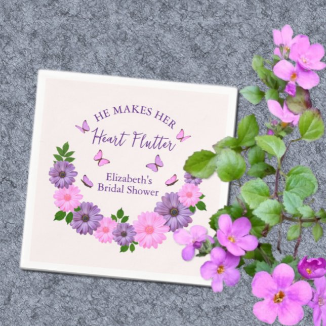 Han får hennes hjärta att fladdra Fjärilsbröllopsf Pappersservett (Skapare uppladdad)