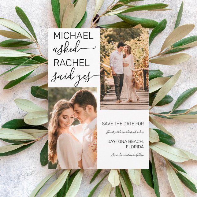 Han frågade henne om vit svart foto Bröllop Spara Datumet (Skapare uppladdad)