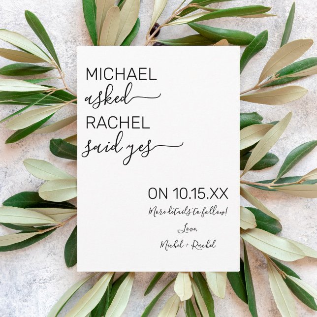 Han Frågade Hon Sa Ja Enkel Foto Förlovning Meddelande (Skapare uppladdad)