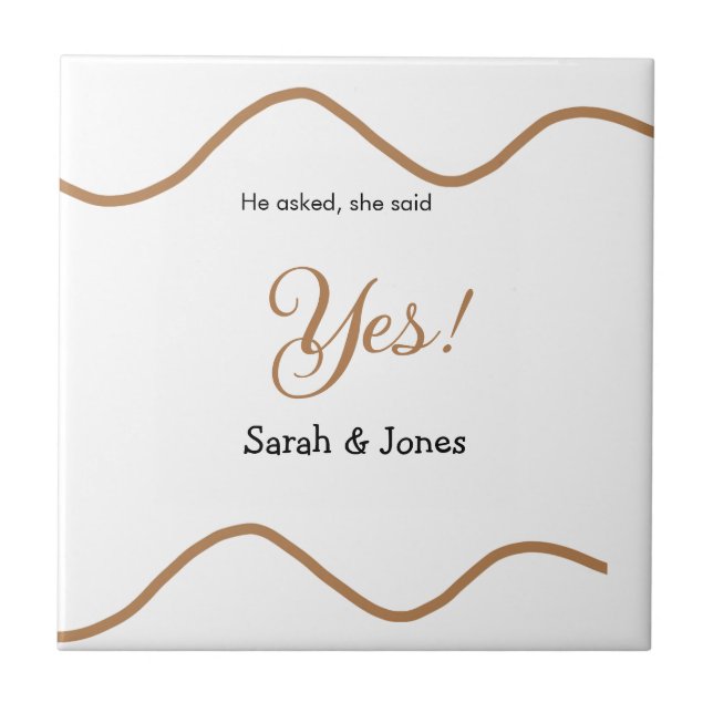 Han frågade hon sa ja förlovning enkel minimal  kakelplatta (Framsidan)