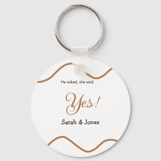 Han frågade hon sa ja förlovning enkel minimal  nyckelring (Framsida)