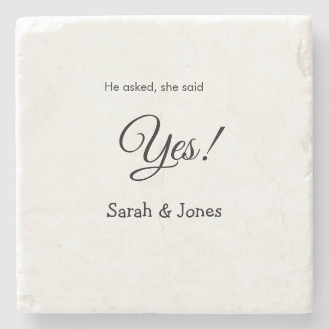 Han frågade hon sa ja förlovning enkel minimal  stenunderlägg (Framsidan)