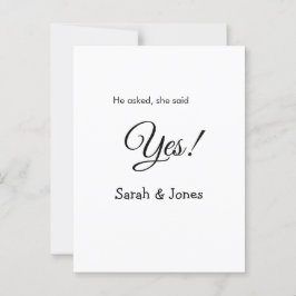Han frågade hon sa ja förlovning enkel minimal  vykort