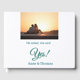 Han frågade hon sa ja foto engagerad blå grön gästböcker