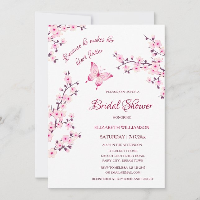 Han Ge Hennes fjärilar | Möhippa för QR-kod Inbjudningar (Framsida)