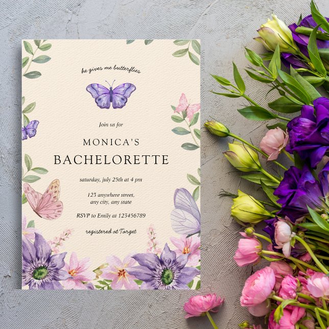 Han ge mig butterflies Wildblommor Bachelorette Inbjudningar (Skapare uppladdad)