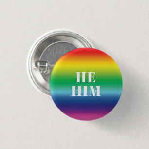 Han, gender Pronouns regnbåge gay pride flagga Knapp
