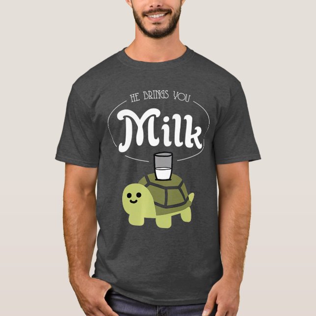 Han ger dig Mjölk MEME T Premium-kvalitet Shirt (Framsida)