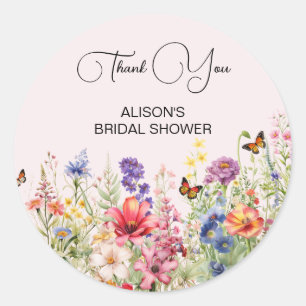 Han Ger Mig Fjärilar Bröllopsdusch vilda blommor Runt Klistermärke