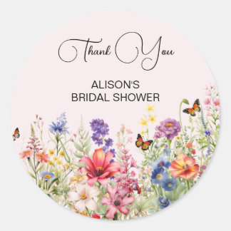 Han ger mig fjärilar Bröllopsdusch vilda blommor Runt Klistermärke