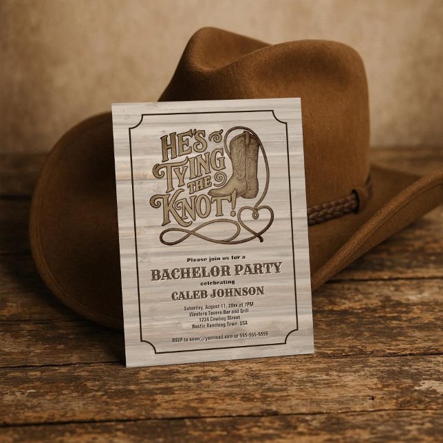 Han Gifter sig Cowboy Western Bachelor Party Inbjudningar (Skapare uppladdad)