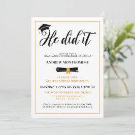 Han gjorde det, Grad Cap Tassel Studentfest Photo  Inbjudningar