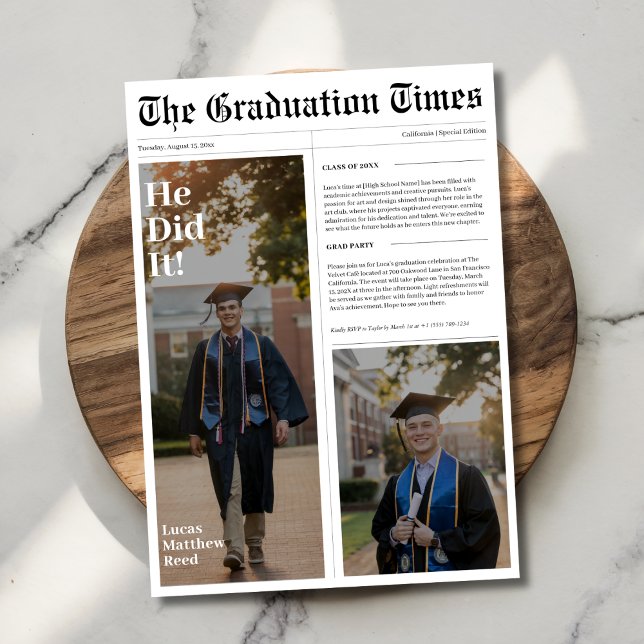 Han gjorde det i tidningen Newspaper 2025 Studentf Inbjudningar (Skapare uppladdad)
